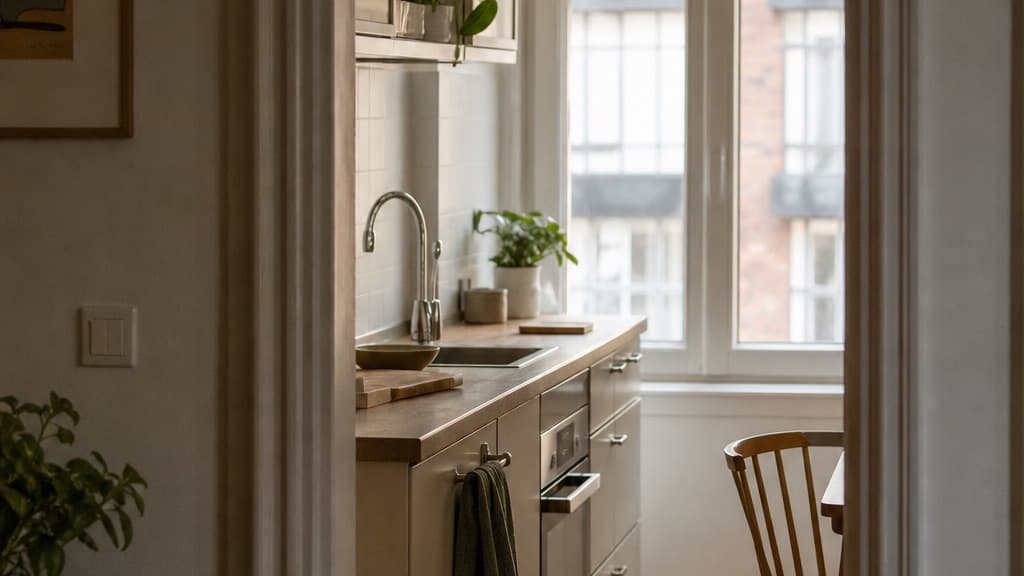 InSinkErator GN1100 hot water tap in a compact city apartment kitchen