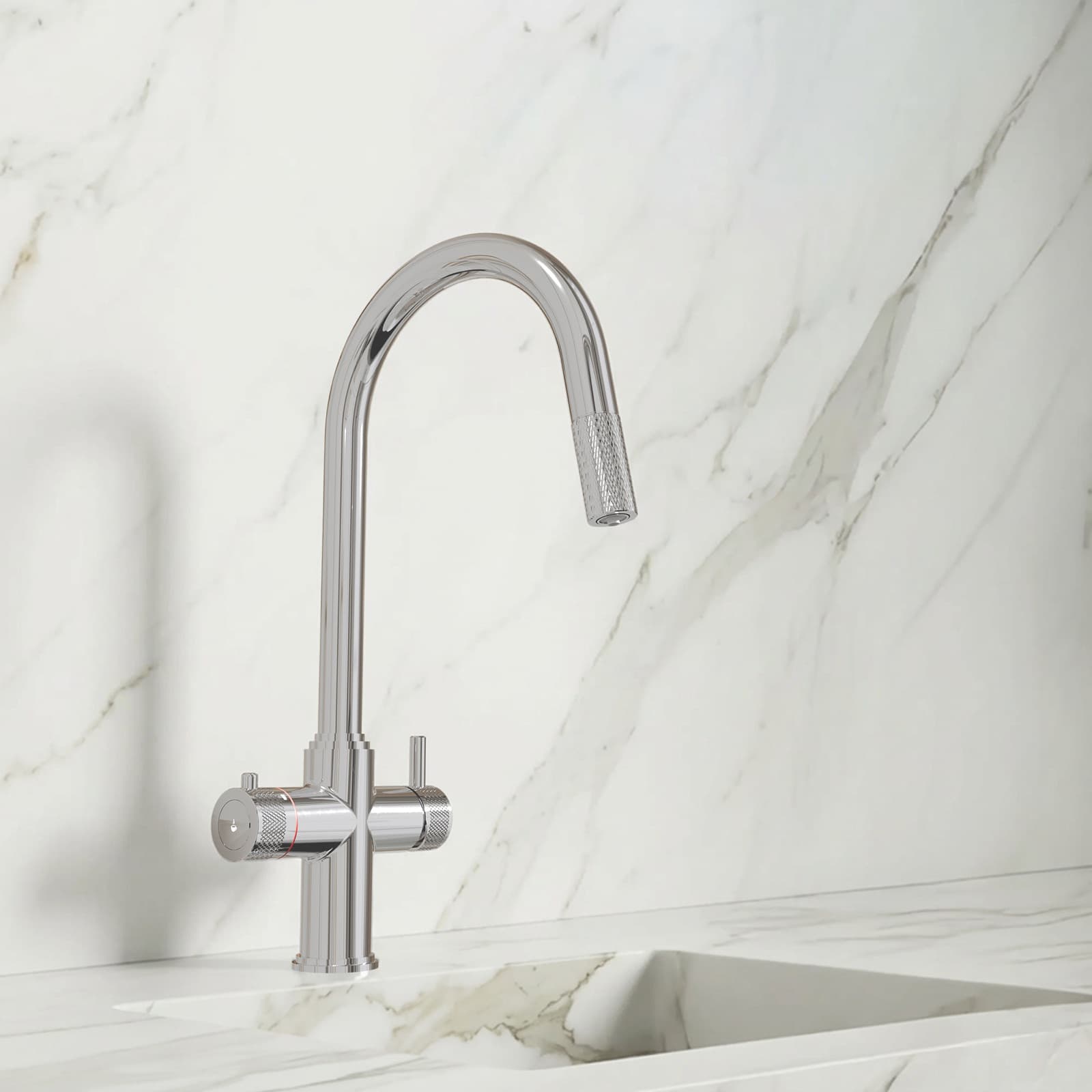 Fohen Kyros 4-in-1 pull-out boiling water tap in chrome