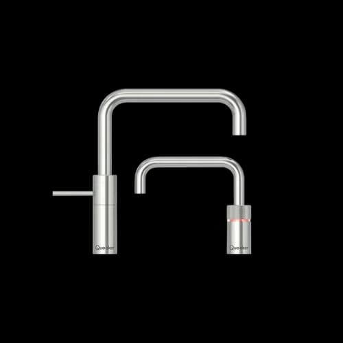 Quooker Nordic Square Twintaps matched boiling and mixer pair in stainless steel